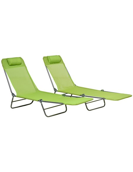 Outsunny Folding Sun Lounger Set of 2, Outdoor Day Beds, Green 84G-181V00GN - pic 42465 | FastDaddyshop