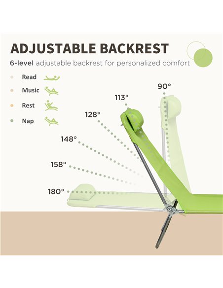 Outsunny Folding Sun Lounger Set of 2, Outdoor Day Beds, Green 84G-181V00GN - pic 42467 | FastDaddyshop