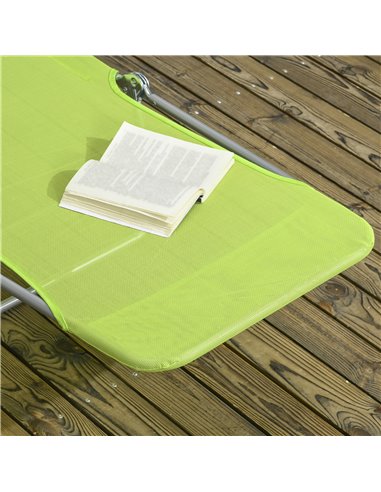 Outsunny Folding Sun Lounger Set of 2, Outdoor Day Beds with Pillow, Reclining Back, Steel Frame and Breathable Mesh for Beach, 