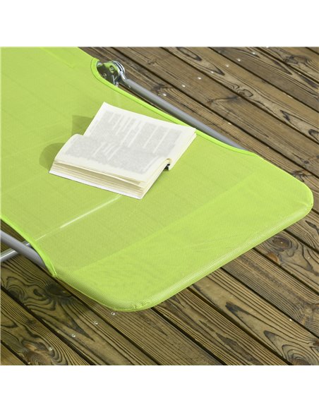 Outsunny Folding Sun Lounger Set of 2, Outdoor Day Beds with Pillow, Reclining Back, Steel Frame and Breathable Mesh for Beach,  - pic 42471 | FastDaddyshop
