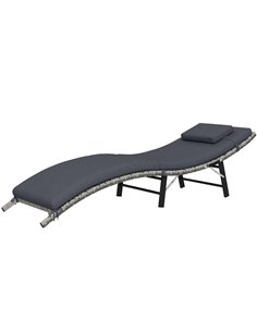 Outsunny Rattan Folding Sun Lounger Outdoor Chair, Grey 862-018V70GY