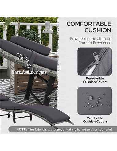 Outsunny Rattan Folding Sun Lounger Outdoor Chair, Grey 862-018V70GY