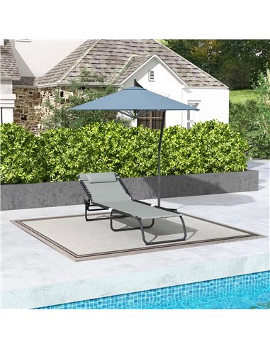 Outsunny Folding Sun Lounger Beach Chaise Chair Garden Cot Camping Recliner with 4 Position Adjustable Light Grey 84B-206V03LG