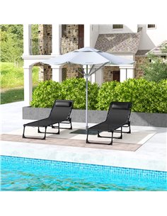 Outsunny 2 Pcs Folding Sun Lounger Beach Chaise Chair, Black 84B-206V02BK 2