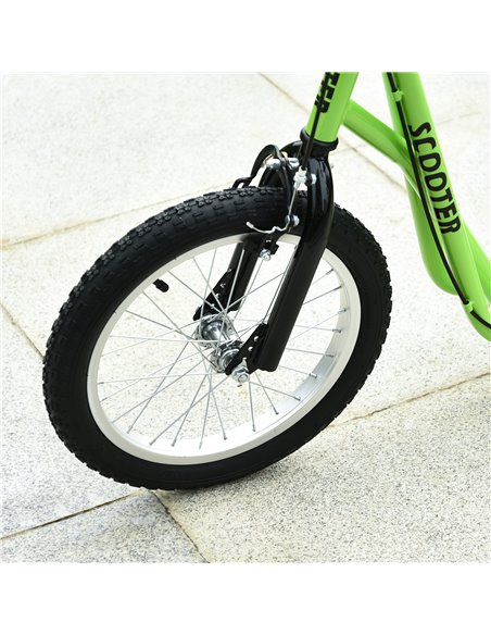 HOMCOM Teen Kids Stunt Scooter Children Kick Scooter Adjustable Handlebar 2 Brakes Ride On 16 Inch Rubber Tyres Green - pic 4251 | FastDaddyshop