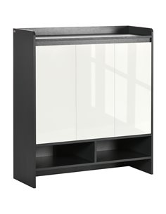 HOMCOM High Gloss Shoe Cabinet for 24 Pairs of Shoes, Grey & White 837-293V00GY