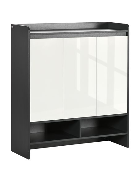 HOMCOM High Gloss Shoe Cabinet for 24 Pairs of Shoes, Grey & White 837-293V00GY - pic 42519 | FastDaddyshop