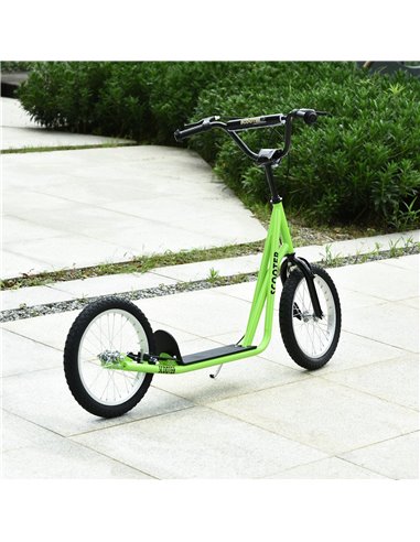 HOMCOM Teen Kids Stunt Scooter Children Kick Scooter Adjustable Handlebar 2 Brakes Ride On 16 Inch Rubber Tyres Green