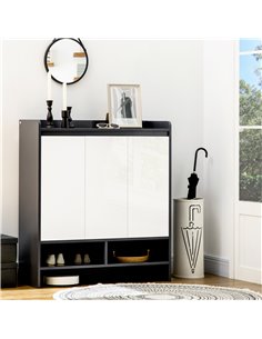 HOMCOM High Gloss Shoe Cabinet for 24 Pairs of Shoes, Grey & White 837-293V00GY 2