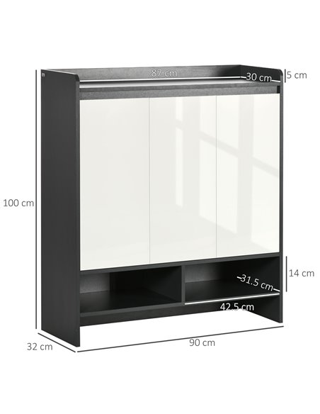 HOMCOM High Gloss Shoe Cabinet for 24 Pairs of Shoes, Grey & White 837-293V00GY - pic 42521 | FastDaddyshop