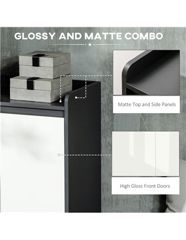 HOMCOM High Gloss Shoe Cabinet for 24 Pairs of Shoes, Grey & White 837-293V00GY