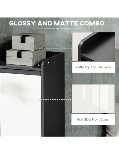 HOMCOM High Gloss Shoe Cabinet for 24 Pairs of Shoes, Grey & White 837-293V00GY - pic 42523 | FastDaddyshop