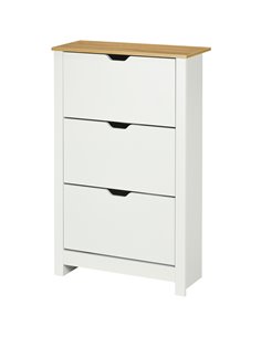 HOMCOM Slim Shoe Cabinet with 3 Flip Drawers for 18 Pairs of Shoes, White 837-062V01WT