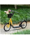 HOMCOM Kids Kick Scooter Teen Ride On Children Scooter with Adjustable Handlebar 2 Brakes Basket Cupholder Mudguard 16" Inflatab