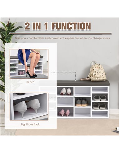 HOMCOM Multi-Storage Shoe Rack with 14 Shelves, White 837-067V70WT