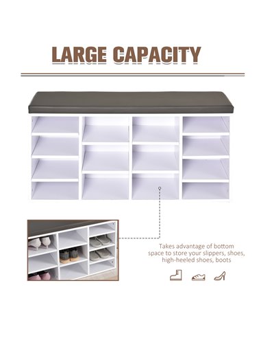 HOMCOM Multi-Storage Shoe Rack w/ 14 Compartments Cushion Moving Shelves Solid Frame Foot Pads Home Office Tidy Organisation Boo
