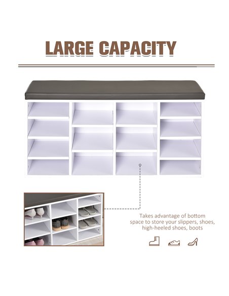 HOMCOM Multi-Storage Shoe Rack w/ 14 Compartments Cushion Moving Shelves Solid Frame Foot Pads Home Office Tidy Organisation Boo - pic 42568 | FastDaddyshop