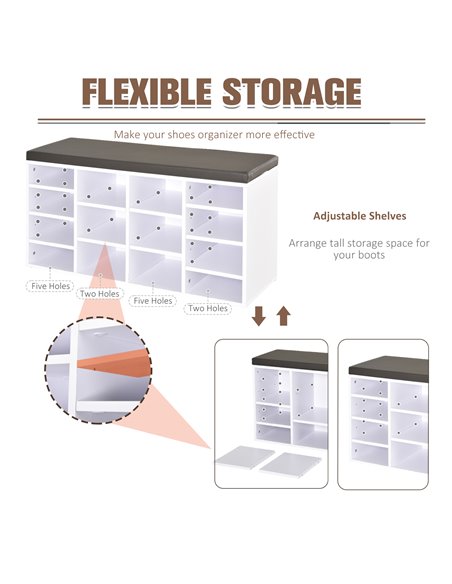 HOMCOM Multi-Storage Shoe Rack w/ 14 Compartments Cushion Moving Shelves Solid Frame Foot Pads Home Office Tidy Organisation Boo - pic 42569 | FastDaddyshop