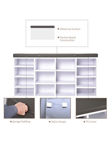 HOMCOM Multi-Storage Shoe Rack w/ 14 Compartments Cushion Moving Shelves Solid Frame Foot Pads Home Office Tidy Organisation Boo