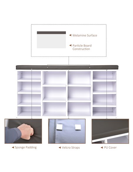 HOMCOM Multi-Storage Shoe Rack w/ 14 Compartments Cushion Moving Shelves Solid Frame Foot Pads Home Office Tidy Organisation Boo - pic 42570 | FastDaddyshop