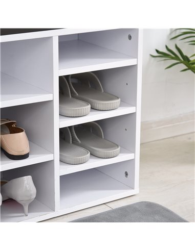 HOMCOM Multi-Storage Shoe Rack w/ 14 Compartments Cushion Moving Shelves Solid Frame Foot Pads Home Office Tidy Organisation Boo