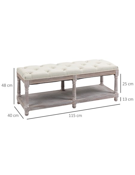 HOMCOM 2 Tier Shoe Rack Bench, Cream White 837-185CW - pic 42575 | FastDaddyshop
