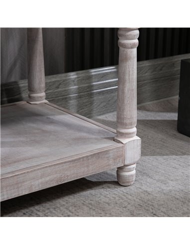 HOMCOM 2 Tier Shoe Rack Bench with Button Tufted Upholstered Cushion, Vintage Bed End Bench, Wooden Window Seat for Hallway, Liv