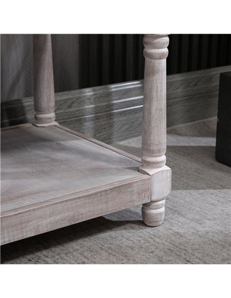 HOMCOM 2 Tier Shoe Rack Bench with Button Tufted Upholstered Cushion, Vintage Bed End Bench, Wooden Window Seat for Hallway, Liv - pic 42581 | FastDaddyshop