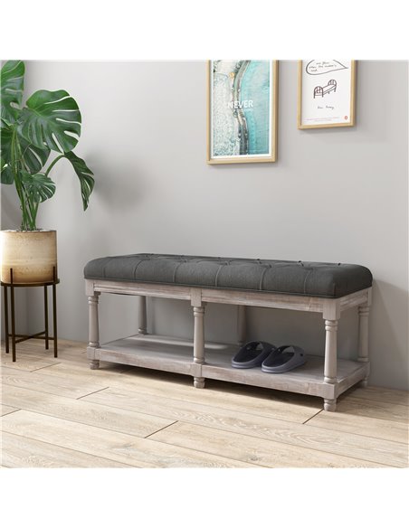 HOMCOM 2 Tier Shoe Rack Bench, Grey 837-185GY - pic 42583 | FastDaddyshop