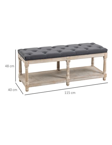 HOMCOM 2 Tier Shoe Rack Bench, Grey 837-185GY