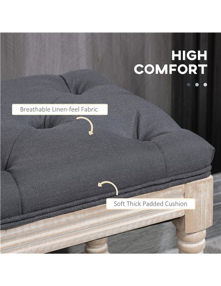 HOMCOM 2 Tier Shoe Rack Bench with Button Tufted Upholstered Cushion, Vintage Bed End Bench, Wooden Window Seat for Hallway, Liv - pic 42586 | FastDaddyshop