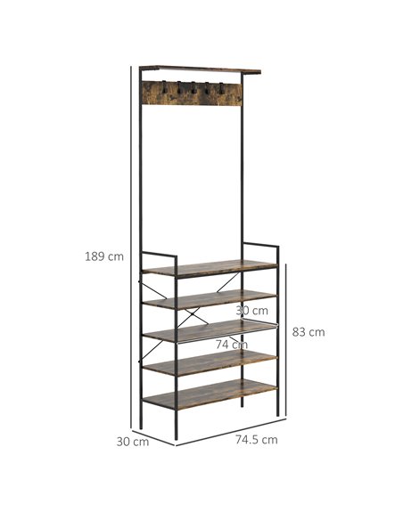 HOMCOM Kitchen Bakers Rack, Shoe Racks for Entryway, Rustic Brown 801-336V00BN - pic 42593 | FastDaddyshop