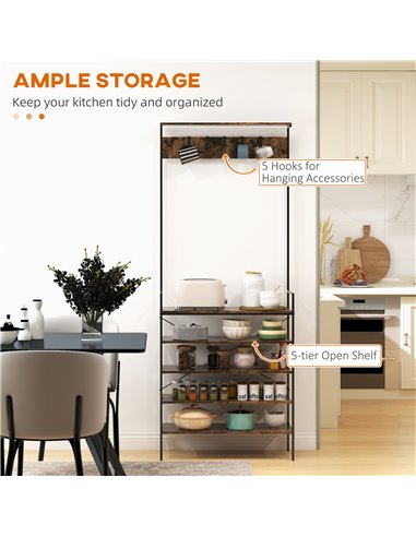 HOMCOM Kitchen Bakers Rack, Shoe Racks for Entryway, Rustic Brown 801-336V00BN