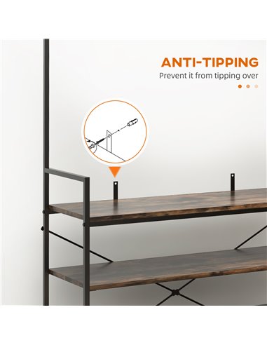 HOMCOM Kitchen Bakers Rack, Microwave Stand, Coffee Bar with 5 Shelves and 5 Hooks for Dining Room, Shoe Racks for Entryway 801-