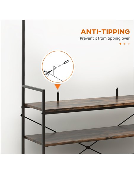 HOMCOM Kitchen Bakers Rack, Microwave Stand, Coffee Bar with 5 Shelves and 5 Hooks for Dining Room, Shoe Racks for Entryway 801- - pic 42596 | FastDaddyshop