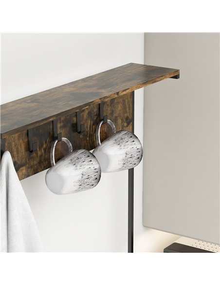 HOMCOM Kitchen Bakers Rack, Microwave Stand, Coffee Bar with 5 Shelves and 5 Hooks for Dining Room, Shoe Racks for Entryway 801- - pic 42598 | FastDaddyshop