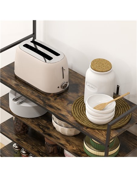HOMCOM Kitchen Bakers Rack, Microwave Stand, Coffee Bar with 5 Shelves and 5 Hooks for Dining Room, Shoe Racks for Entryway 801- - pic 42599 | FastDaddyshop