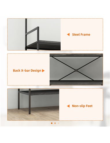 HOMCOM Kitchen Bakers Rack, Microwave Stand, Coffee Bar with 5 Shelves and 5 Hooks for Dining Room, Shoe Racks for Entryway 801-