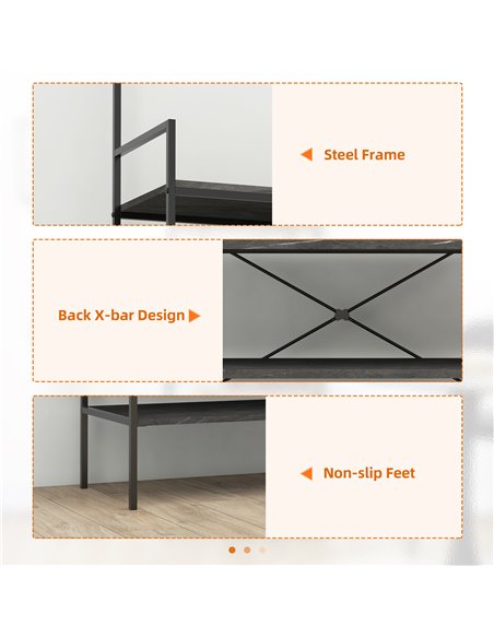HOMCOM Kitchen Bakers Rack, Microwave Stand, Coffee Bar with 5 Shelves and 5 Hooks for Dining Room, Shoe Racks for Entryway 801- - pic 42604 | FastDaddyshop