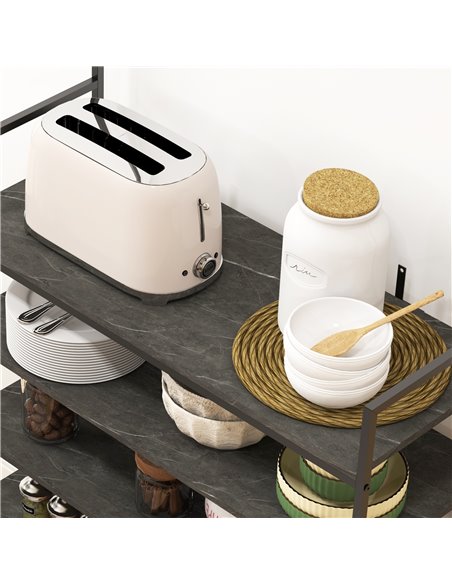 HOMCOM Kitchen Bakers Rack, Microwave Stand, Coffee Bar with 5 Shelves and 5 Hooks for Dining Room, Shoe Racks for Entryway 801- - pic 42608 | FastDaddyshop