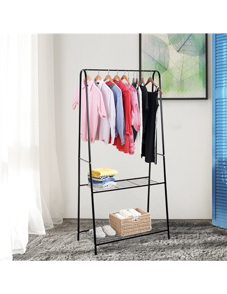 HOMCOM Metal Clothes Rack Coat Garment Hanger, Black 850-085 - pic 42610 | FastDaddyshop