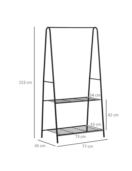 HOMCOM Metal Clothes Rack Coat Garment Hanger, Black 850-085 - pic 42611 | FastDaddyshop