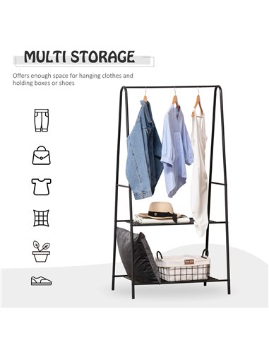 HOMCOM Metal Clothes Rack Coat Garment Hanger, Black 850-085