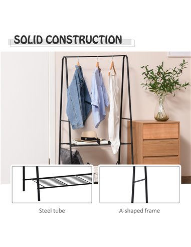 HOMCOM Metal Clothes Rack Coat Garment Hanger, Black 850-085