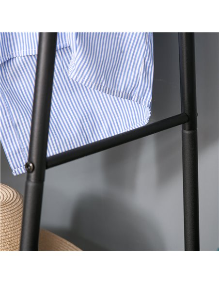 HOMCOM Metal Clothes Rack Coat Garment Hanger Hallway Organiser Hanging Rail Stand 2-tier Shoe Shelving A Shaped 77L x 45W x 153 - pic 42617 | FastDaddyshop
