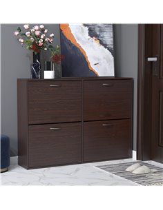 HOMCOM Wooden Shoes Cabinet Multi Flip Down Shelf Drawer Organizer, Dark Brown 837-004BN 2