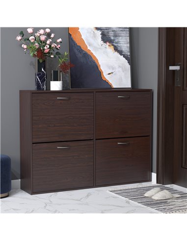 HOMCOM Wooden Shoes Cabinet Multi Flip Down Shelf Drawer Organizer, Dark Brown 837-004BN