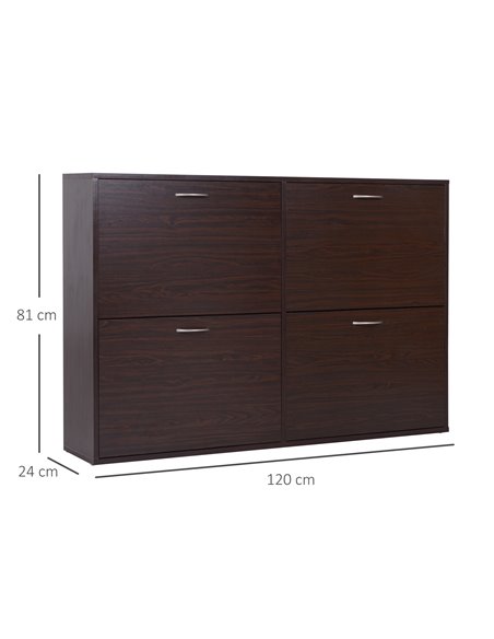 HOMCOM Wooden Shoes Cabinet Multi Flip Down Shelf Drawer Organizer, Dark Brown 837-004BN - pic 42620 | FastDaddyshop