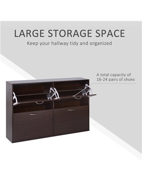 HOMCOM Wooden Shoes Cabinet Multi Flip Down Shelf Drawer Organizer - Dark Brown 837-004BN - pic 42621 | FastDaddyshop