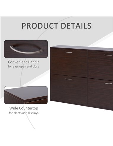 HOMCOM Wooden Shoes Cabinet Multi Flip Down Shelf Drawer Organizer - Dark Brown 837-004BN